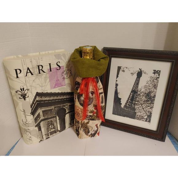 🐸Wine bottle gift bag set of 2. Lined ribbon Handmade - Picture 1 of 3